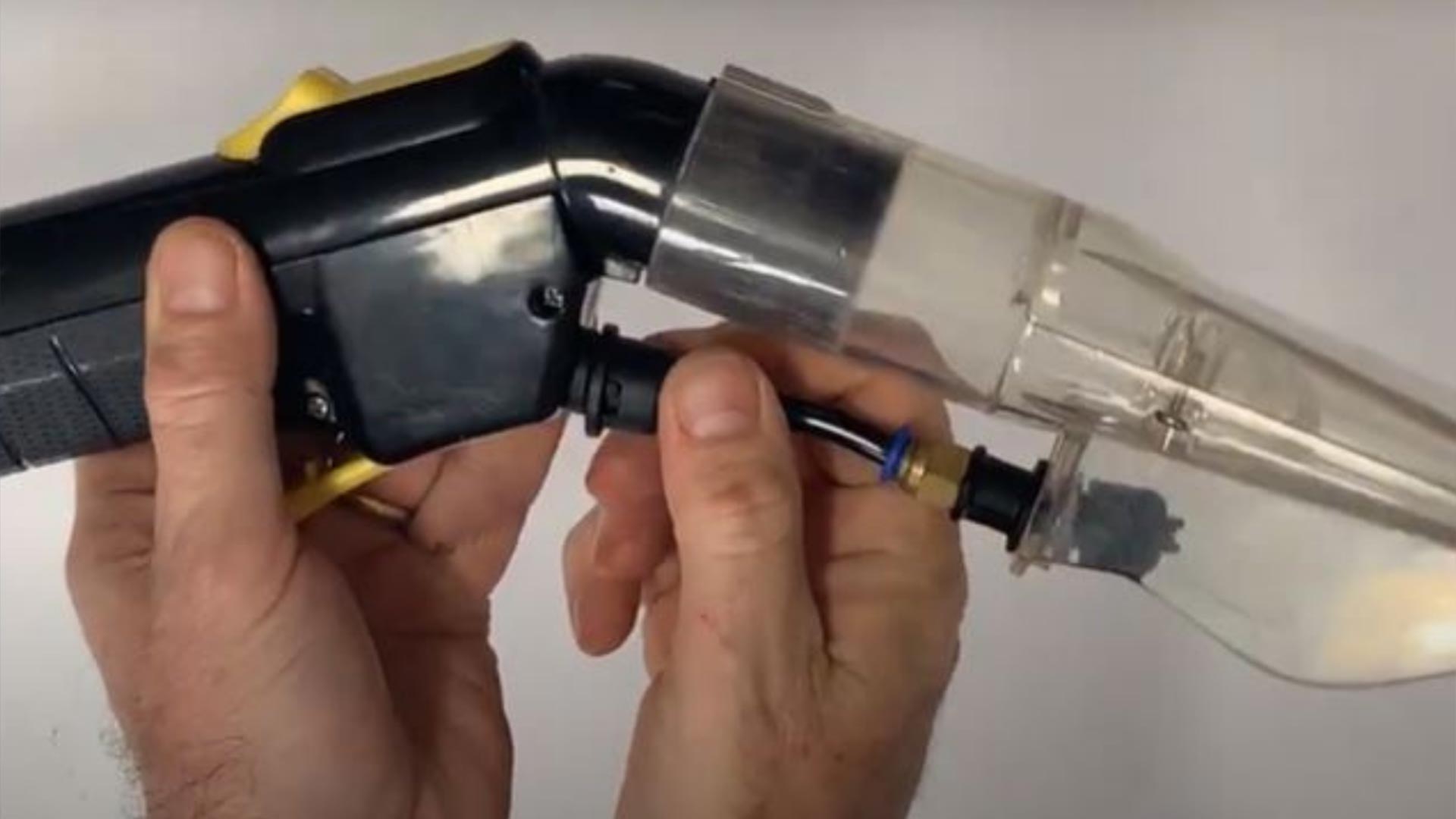 Video guide for re-attaching the Aqua Pro Vac upholstery nozzle.