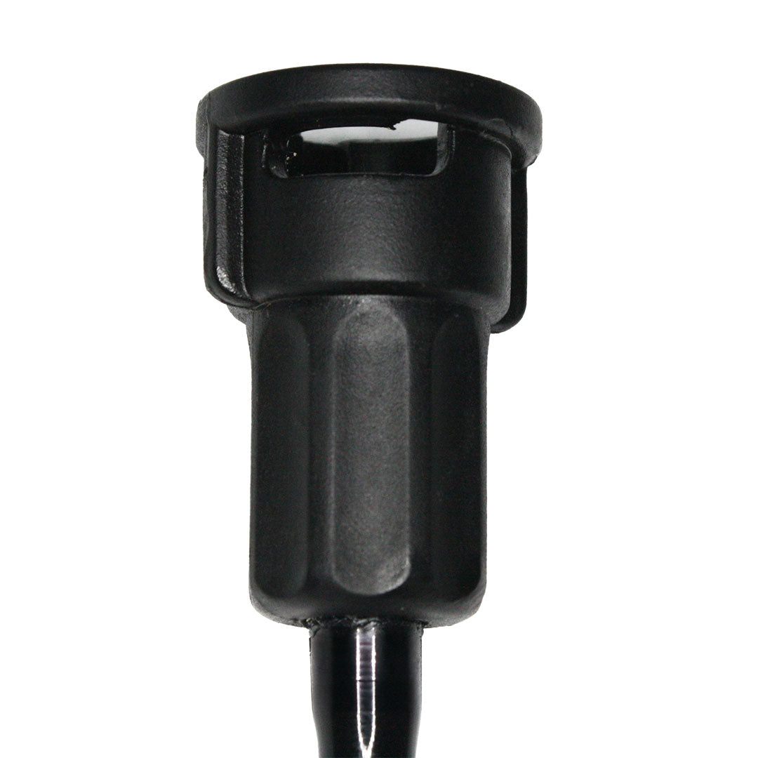 Close-up of Aqua Pro Vac upholstery tool pipe and coupling made of durable black plastic.